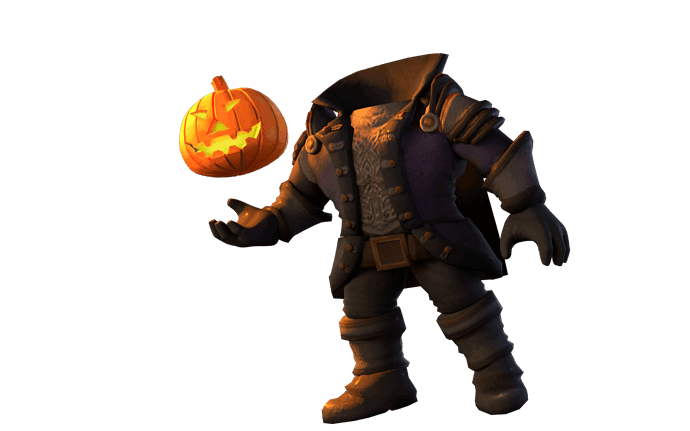 The Harvest Headless Horseman holding a glowing carved pumpkin